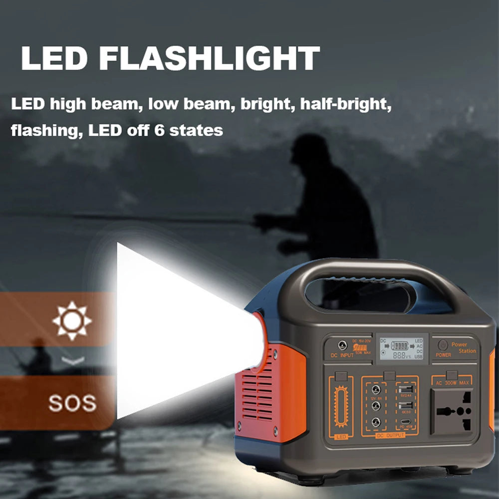 500W 300W Portable Power Station AC 110V Solar Generator LiFePO4 Battery UPS Emergency camp Home