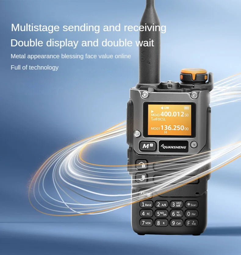 Walkie Talk5W Air Band Radio Type C Charge UHF VHF DTMF FM Scrambler NOAA Wireless Frequency 2Way CB