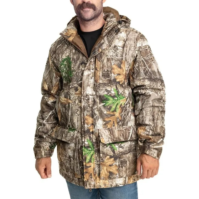 Men's Edge/Timber/Max-7 Camo Hunting Insulated Parka Jacket - Wind-proof, Mid-weight and Super Warm