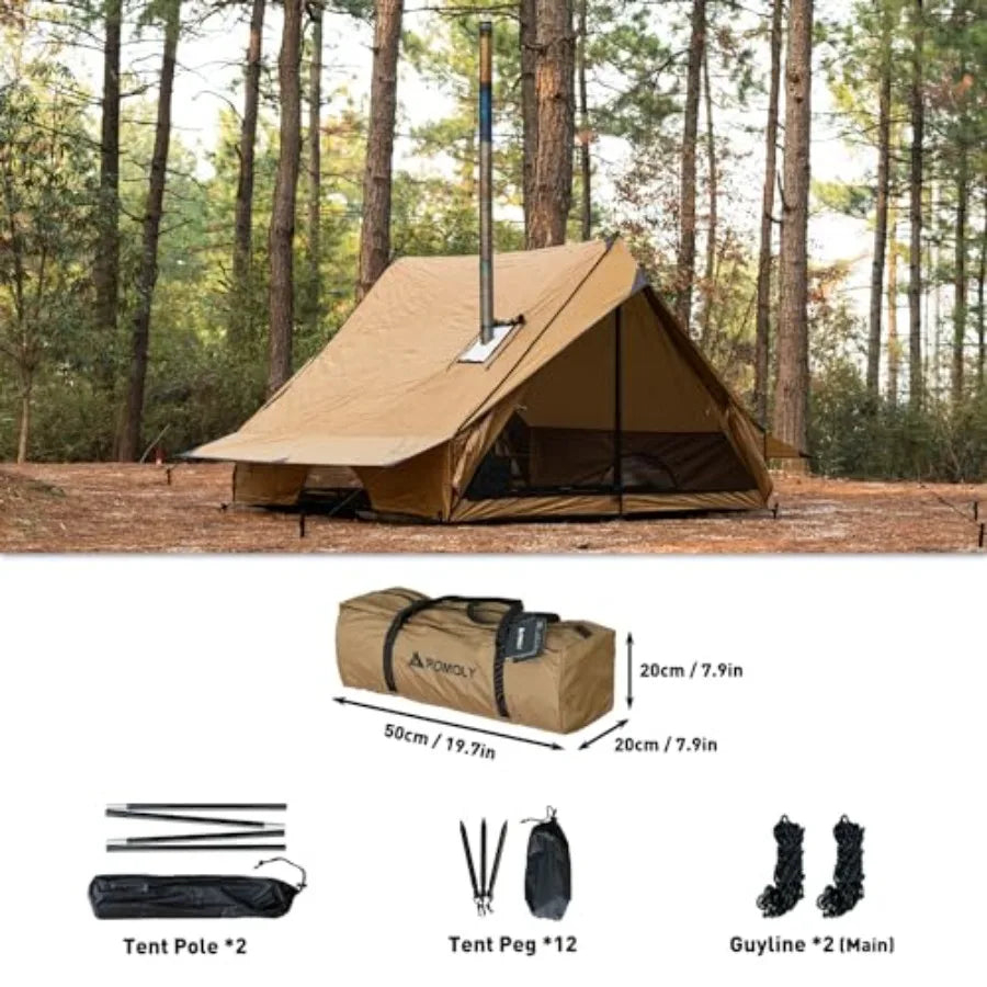 Camping Hot Tent Cabin Tent Chalet 70 Pro Portable, Stove Jack and Two Poles for 2-3 Person Hiking
