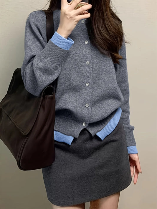 Autumn/Winter New Fashion Woman Sweater Gray Soft Knitted Casual,Versatile Button-up Cardigan Jacket