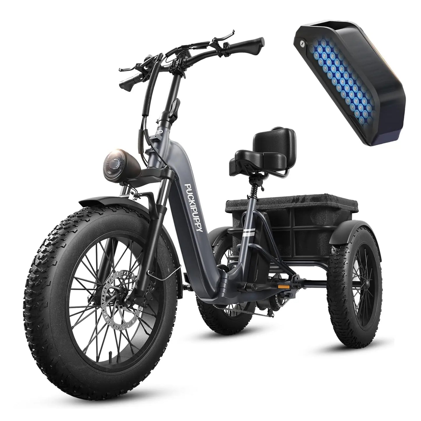 Husky Electric Trike, Adult 960W Peak Motor 60 Miles Range, 500 Lbs Load E-Trike 2-Year Warranty