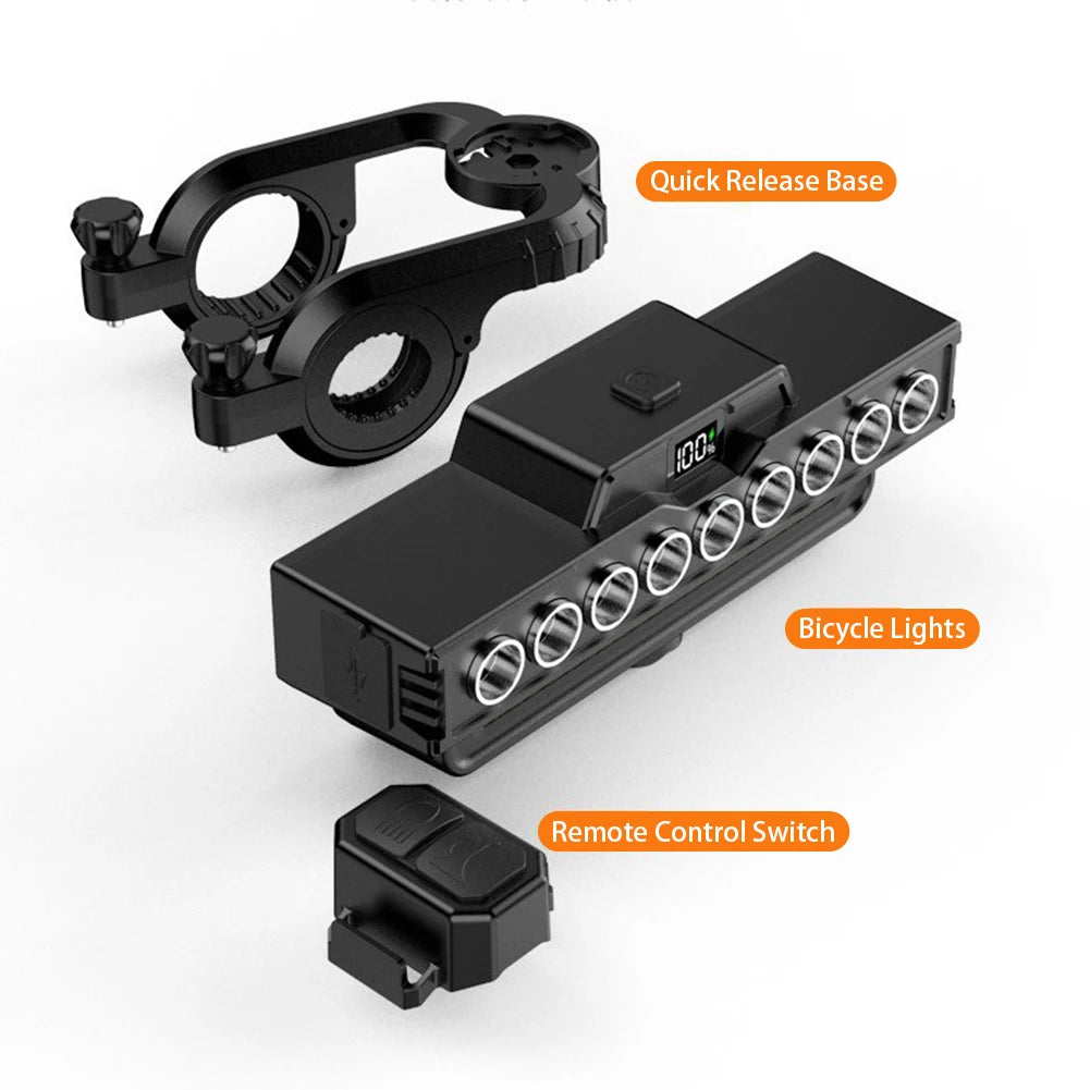 1600LM High Brightness LED Bike Light 4000mAh Power Display  Type-C USB Charging Night RidingLamps