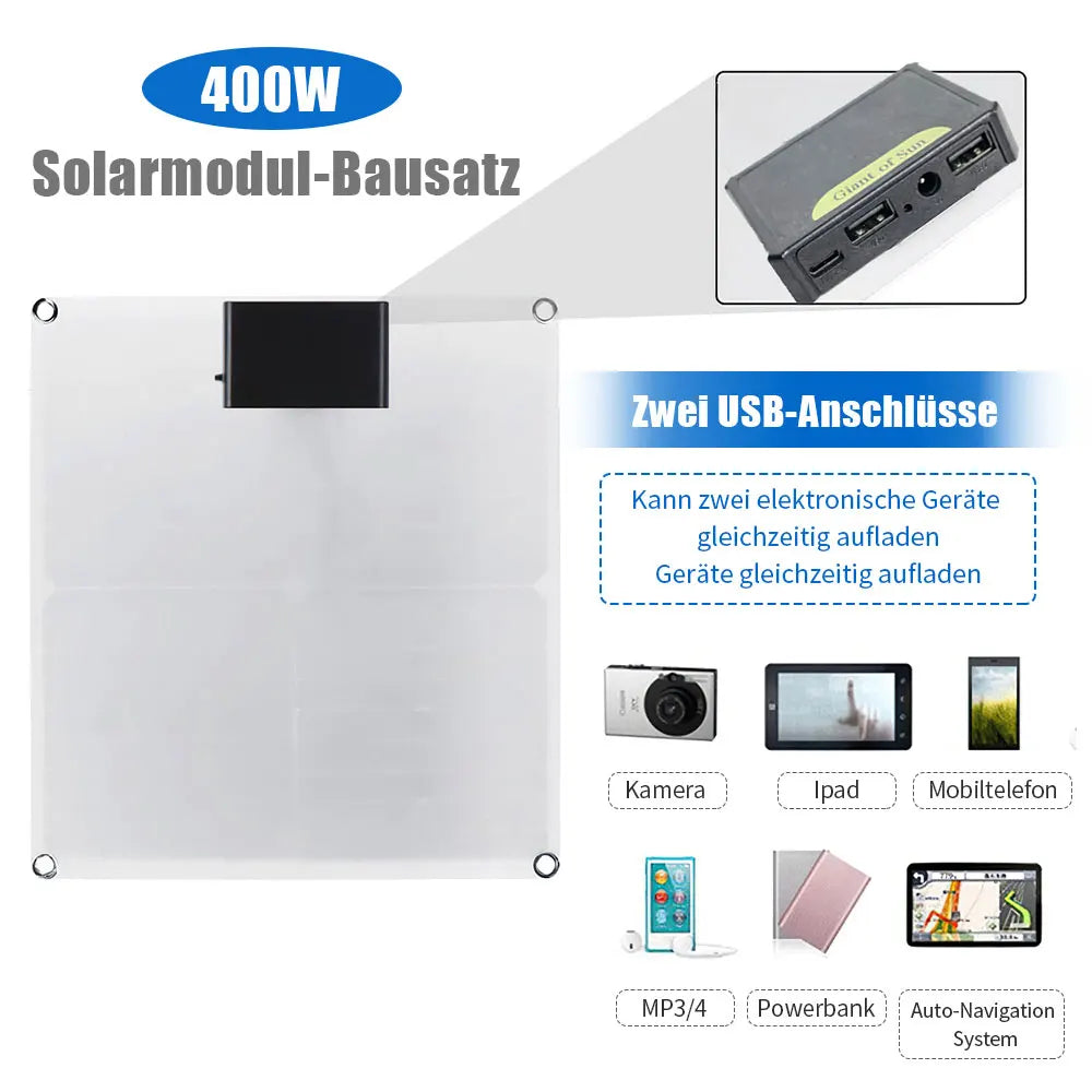 400W High-Efficiency Flexible Solar Panel 12V Solar Panel Battery Charging ControllerInverterHome