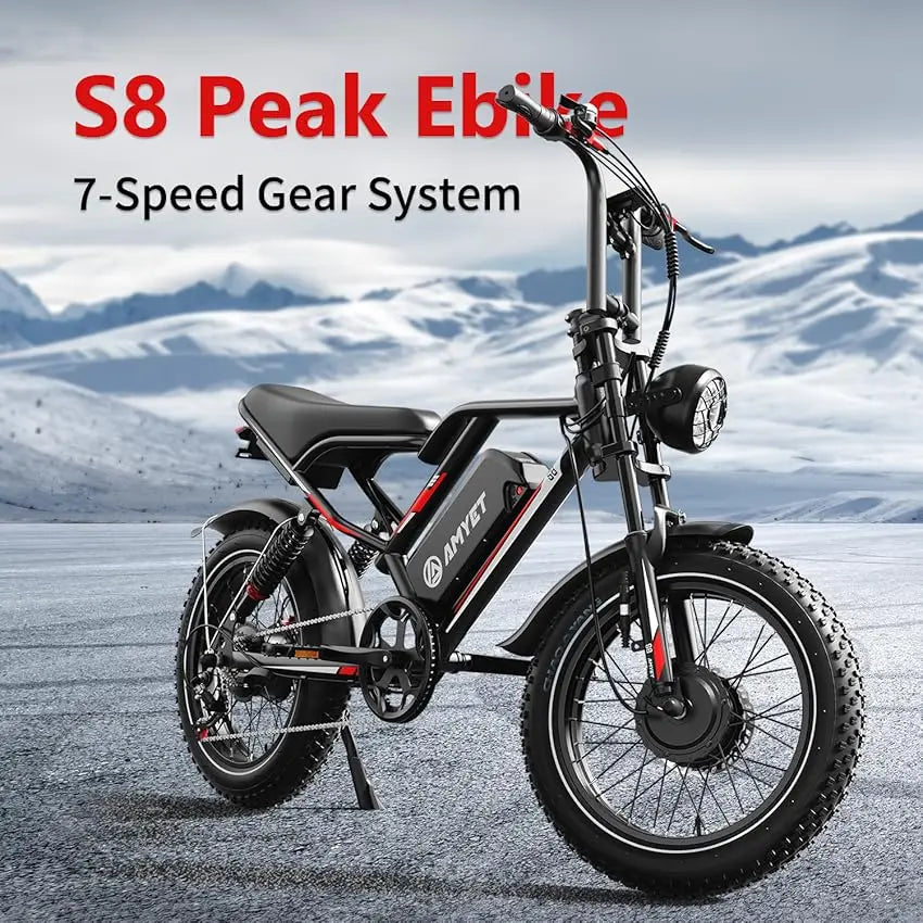 S8 Adults 20" Electric Bike For Men 2000W Dual Motor, 48V 25AH Battery  Mountain Moped Ebikes