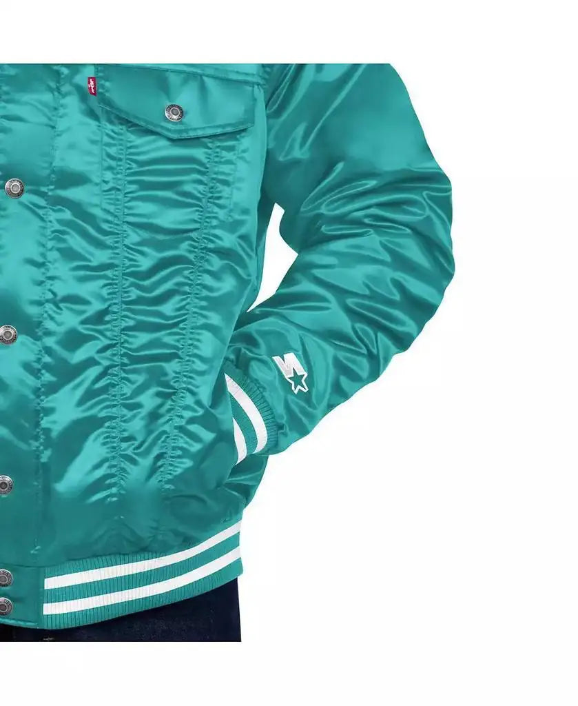 Levi's | Levi’s x Starter Men's Aqua Miami Dolphins Silver Tab Trucker Full-Snap Jacket