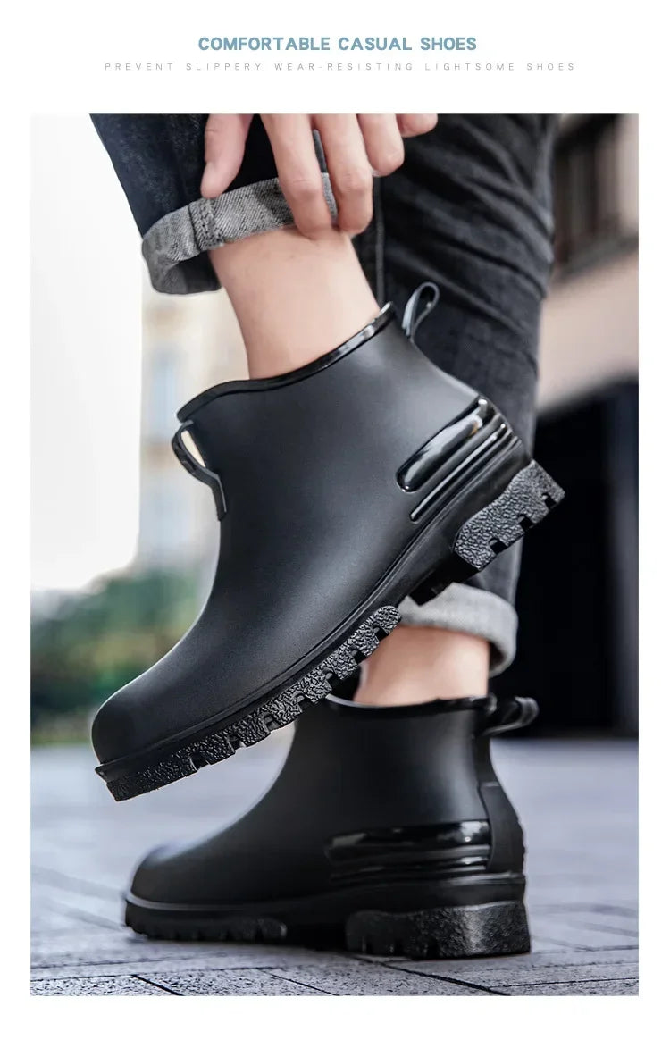 Thickened Style Outdoor Waterproof Non-Slip Portable Rain Boots Short Tube Ladies/MAN Rain Shoes