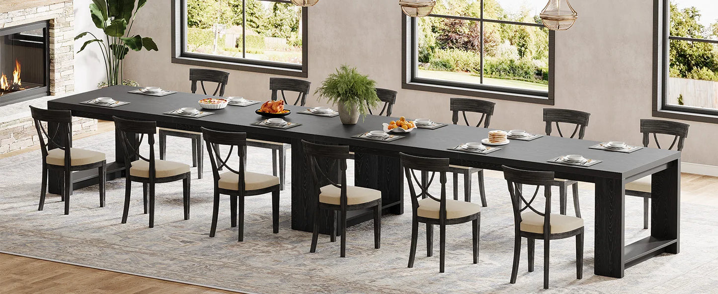 Tribesigns 86.61-Inch Dining Table for 6-8 People, Modern Long Kitchen Table,Pedestal Base, indoor