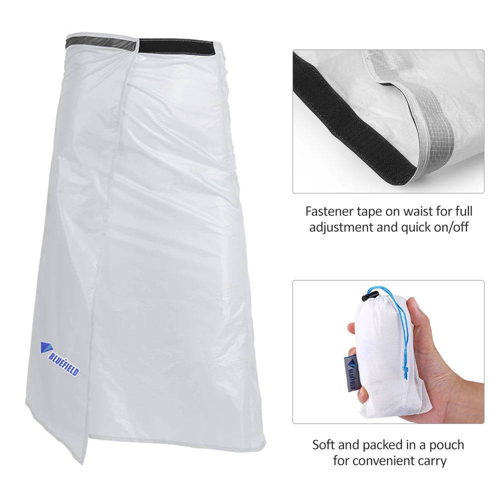Waterproof Kilt Skirt Ultra Light Thin Rain Skirt  Packable Windbreaker Kilt for Outdoor Hiking