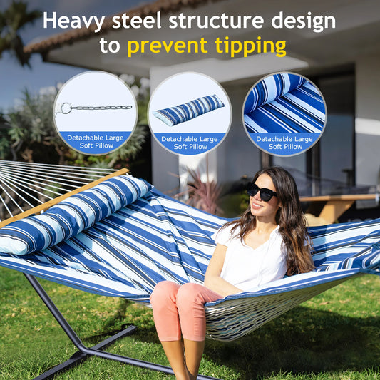 Heavy-Duty Outdoor Hammock,Steel Stand.Detachable for Versatile Use - Ideal for Courtyard,+++