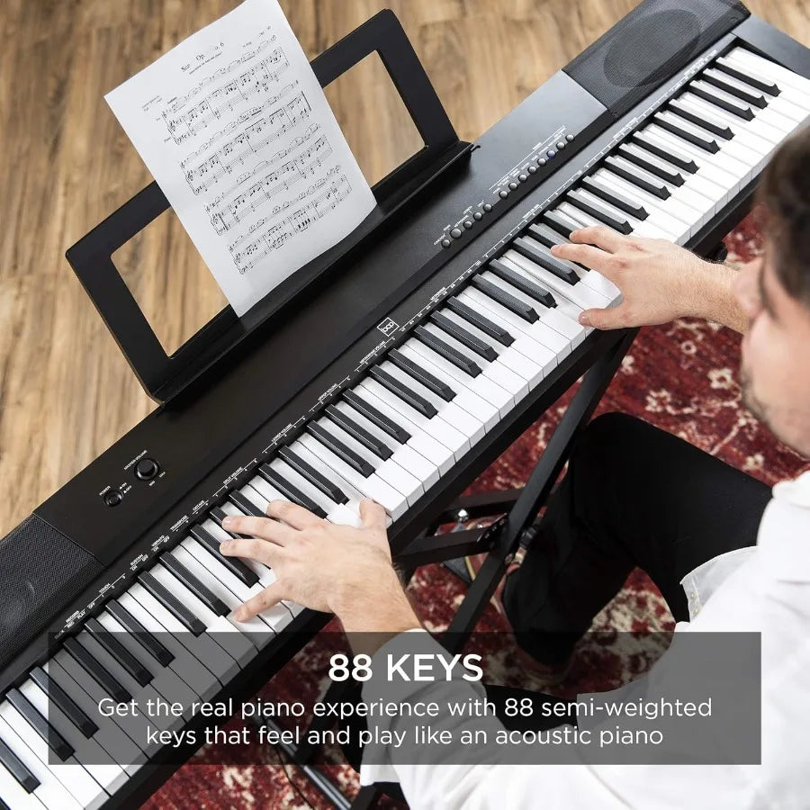88Key Full Size Digital Piano Electronic Keyboard SemiWeighted Keys Sustain Pedal Speakers, 6 Voice