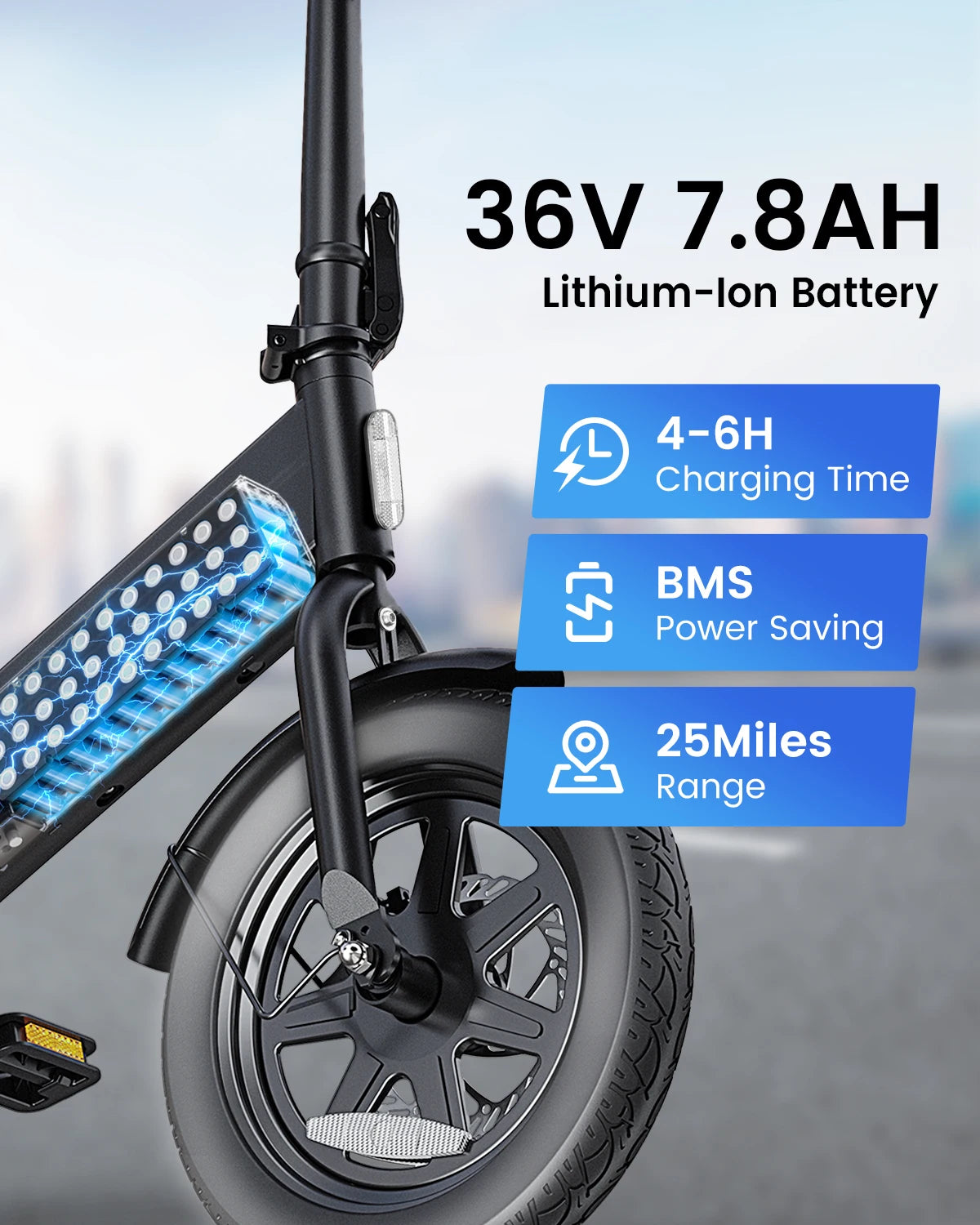 DYU C3 14 inch Electric Bicycle Peak 500W Motor 36V7.8AH Lithium Battery Electric Bike , city
