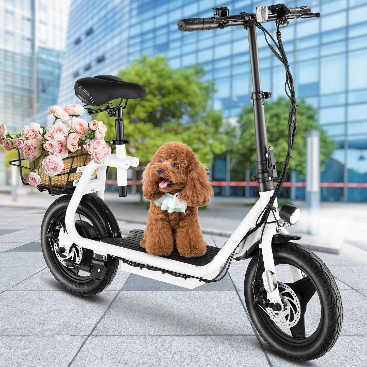 Peak 819W Electric Scooter 500W Motor W/ Seat 14" Tire, 30 Miles Ranges 20MPH Max Speed, to 300 LBS
