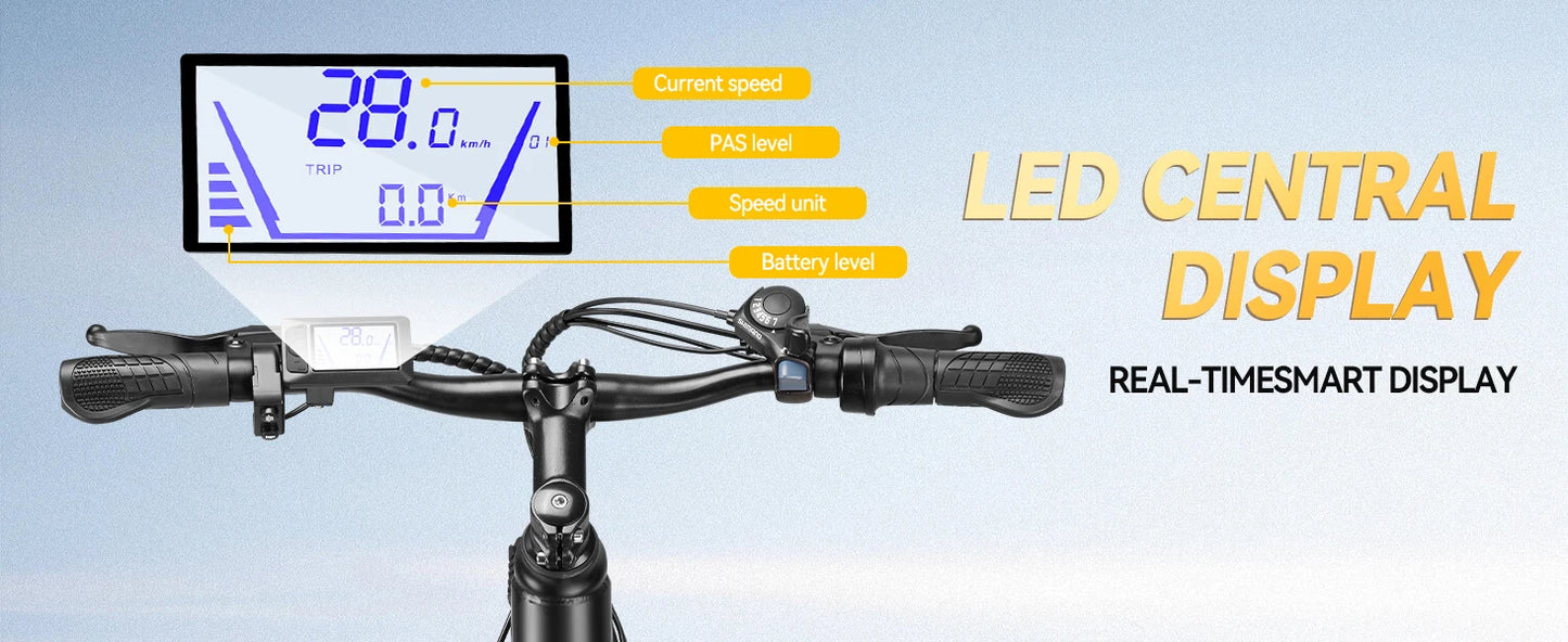 E-Bicycle, Adults,1000W Peak Motor,48V Removable Battery,20MPH,26" Tire E-Bike, 7-Speed,50 Miles