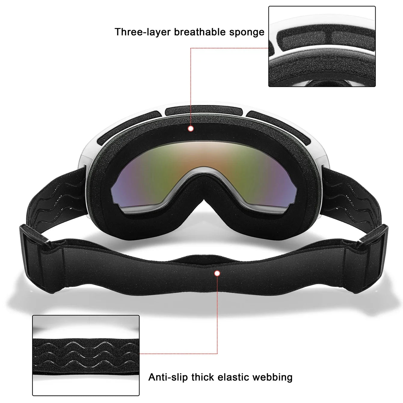 Winter Outdoor SKI Goggles Men/Women Teen, Free Optical Frame/Bag, UV400 Anti-Fog Snowboard Eyewear