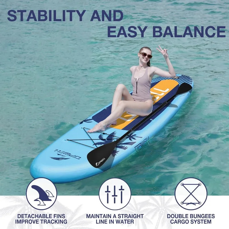10'6"/11'/11'6" Inflatable Paddle Board, Stand or Sit, Stable Design, Premium SUP Accessories,