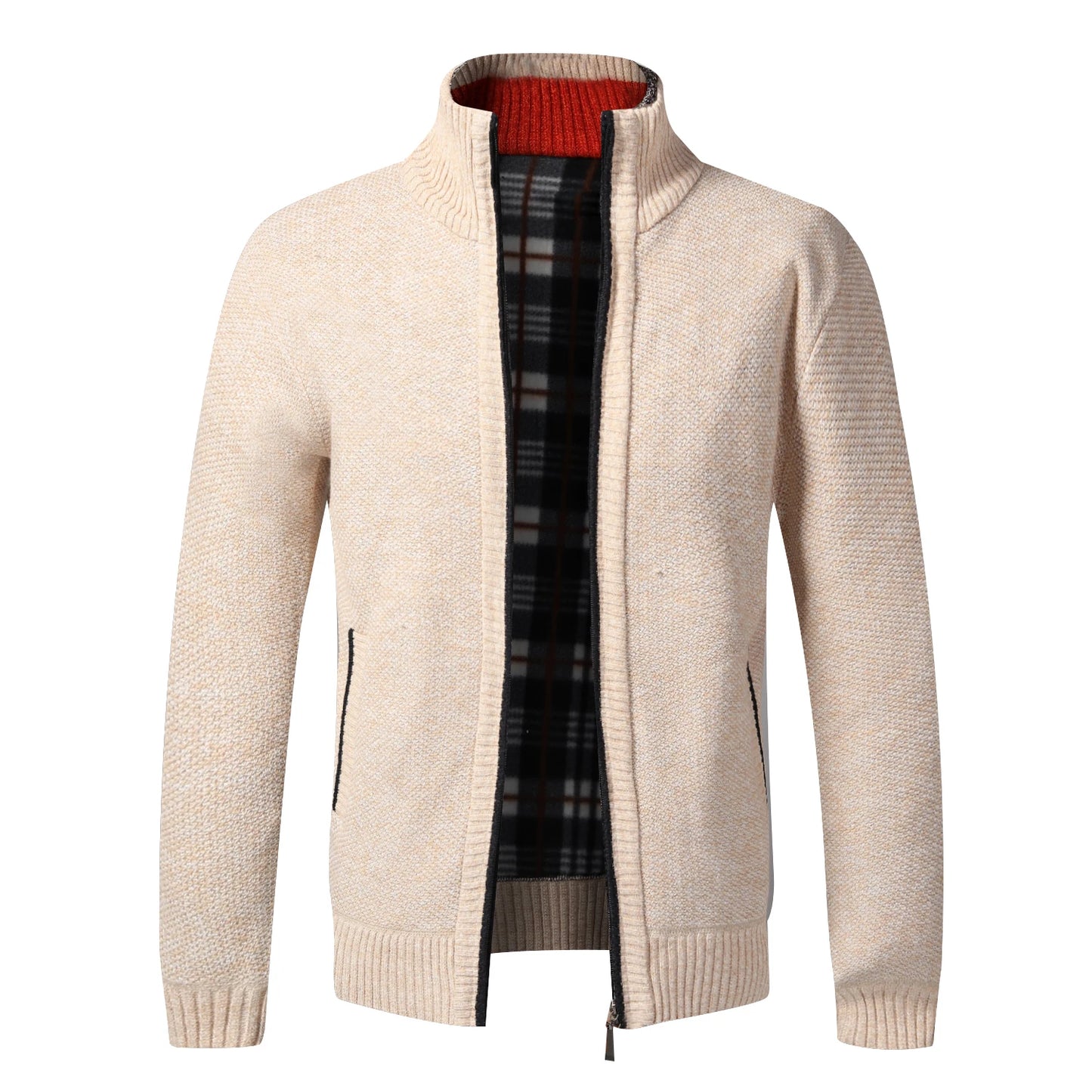 Winter Warm Cardigan Men Fleece Sweaters Full Zip Jackets Slim Fit Luxury Brand