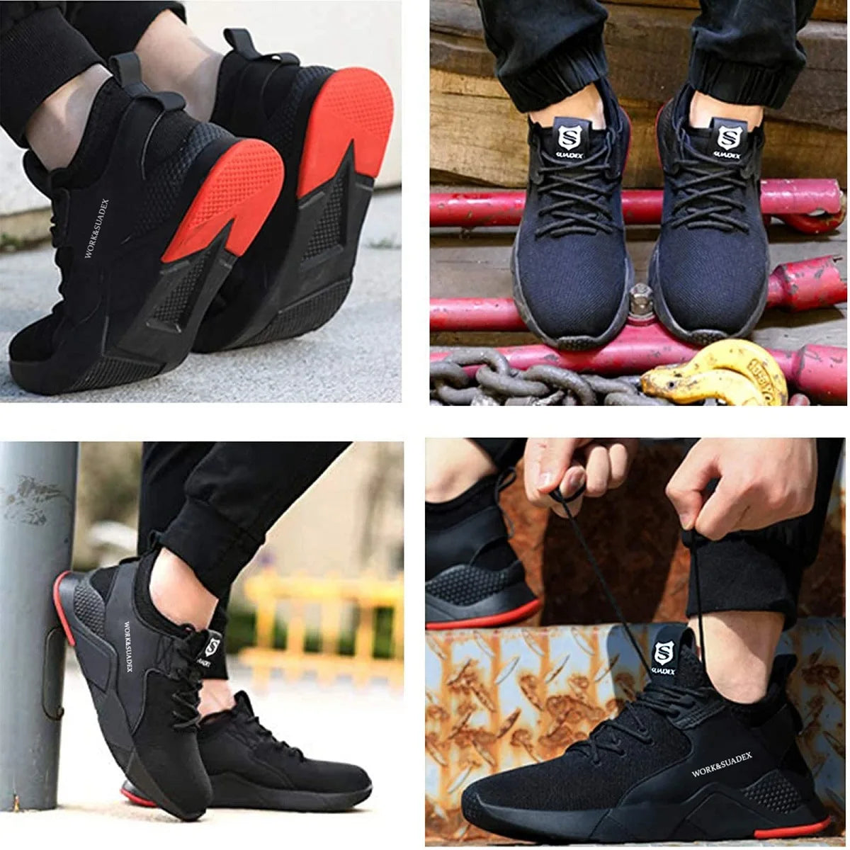 Men Work Safety Shoes Steel Toe Cap Anti-Smashing Puncture Proof Work Boots Non-Slip Breathable