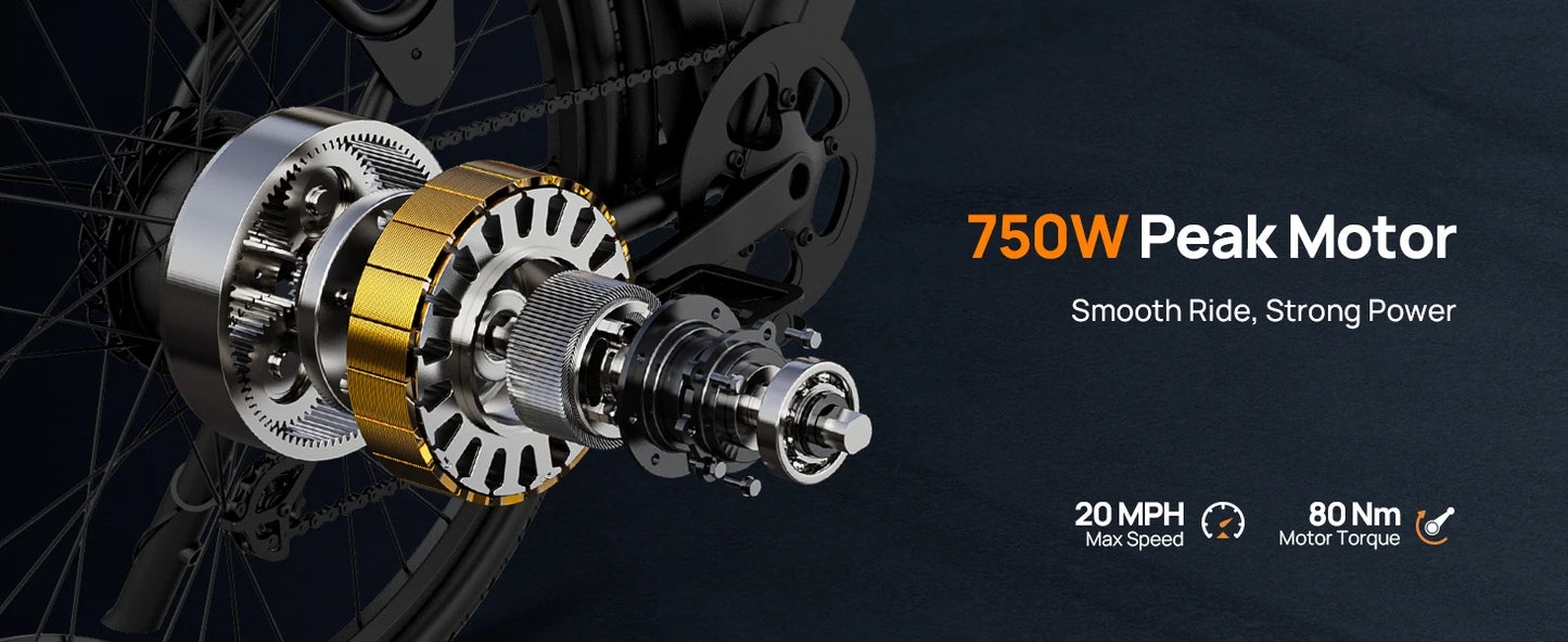 750W E-Bike Commuter 26x2" Tires 48V 10.4Ah Remove LCD Display 20MPH Speed 7-Speeds Hyd, Disc Brakes