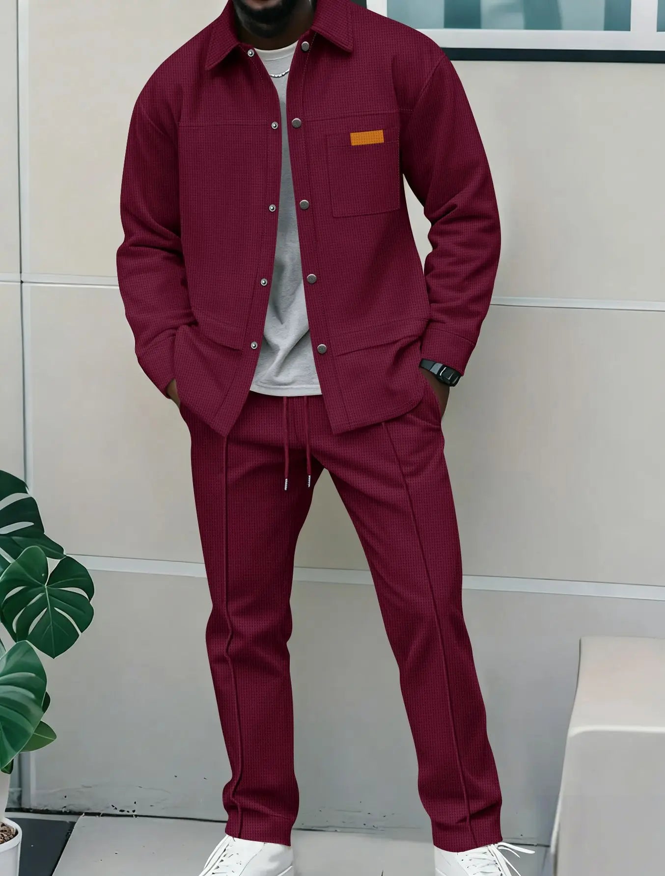 Luxury Men's Casual Flight Jacket Autumn Winter Two-Piece Set Cotton Blend Fiber Long Sleeve