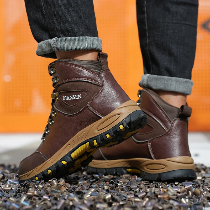 Waterproof Leather Indestructible Men Work Safety Boots Outdoor Anti-smash Anti-puncture Male