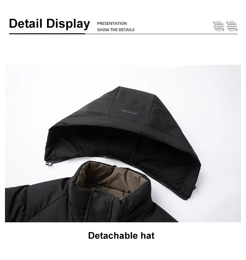 Graphene Warm Windproof Jacket Men Comfortable Thickened Outdoor Hooded Overcoat Male Casual