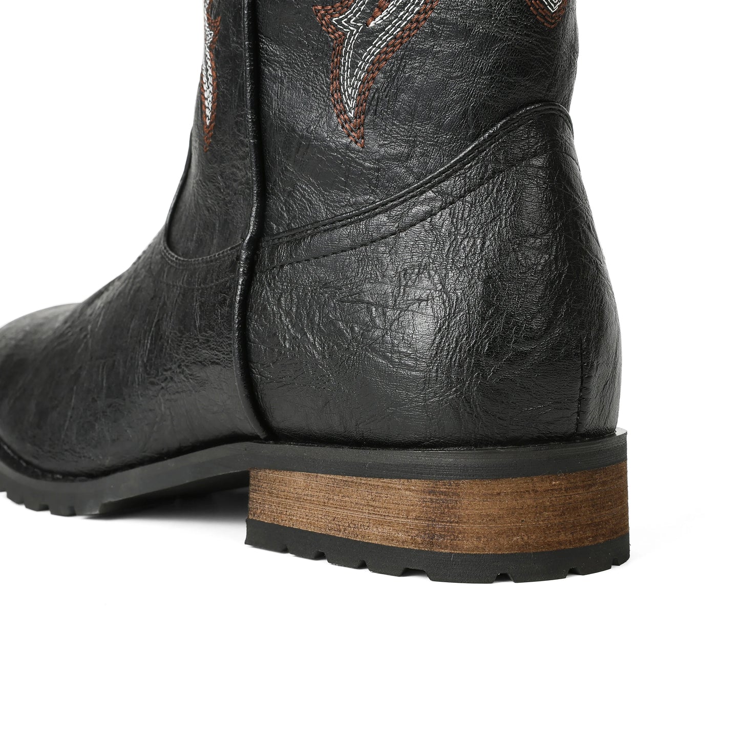 Plus size 12.5 New Fashion Retro Square Toe Neutral Cowboy Boots Luxury Embroidered Concise