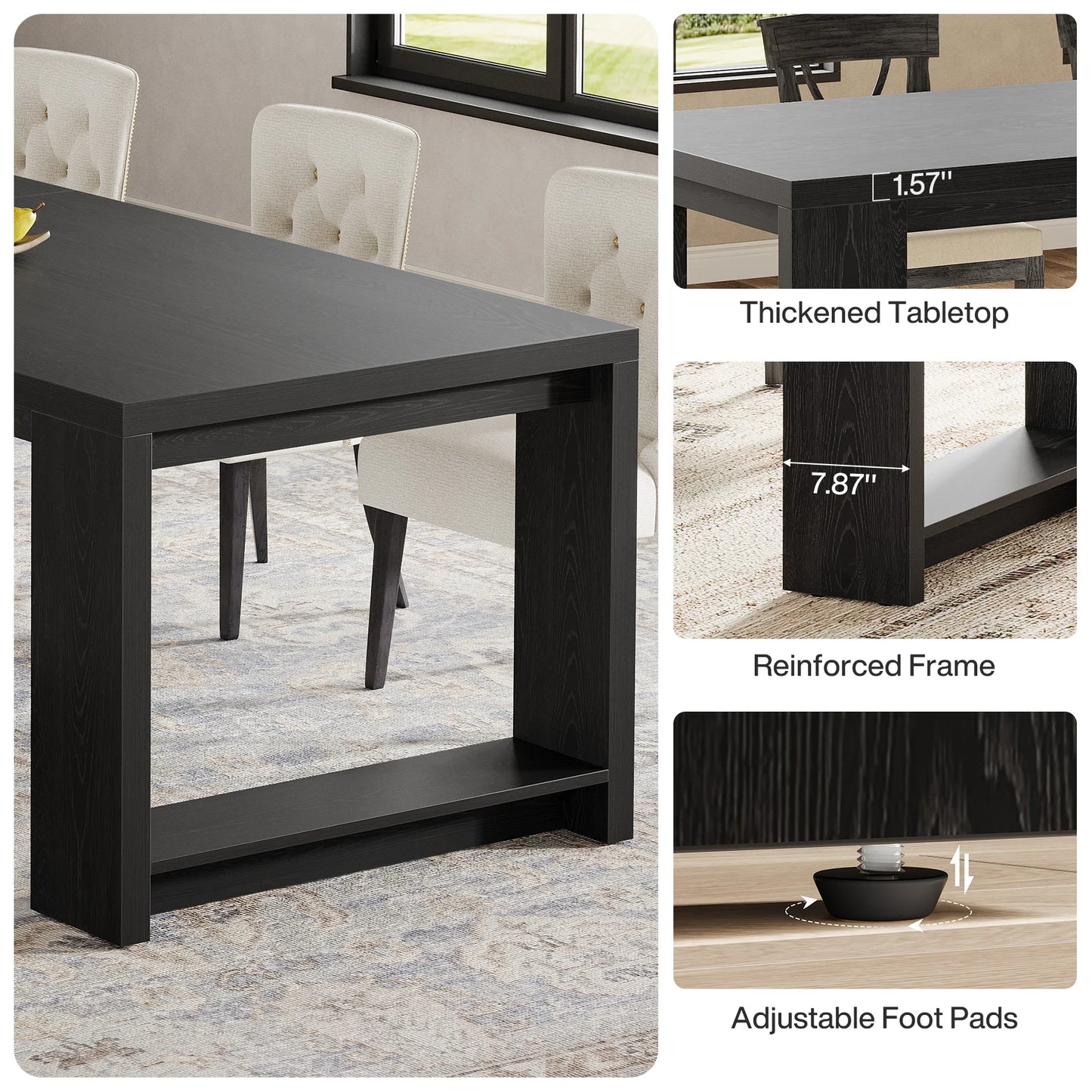 Tribesigns 86.61-Inch Dining Table for 6-8 People, Modern Long Kitchen Table,Pedestal Base, indoor