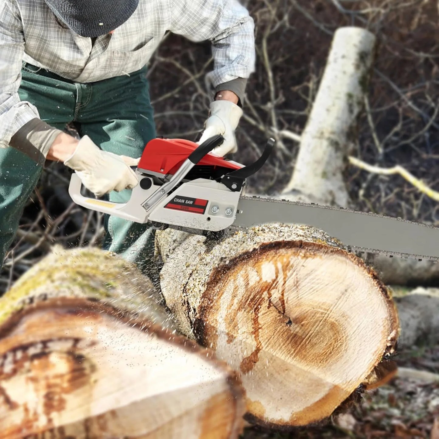 Chainsaw 22 Inch Gas Power,52CC 2-Stroke ,Portable Handed Woodcutting, Cut Tree