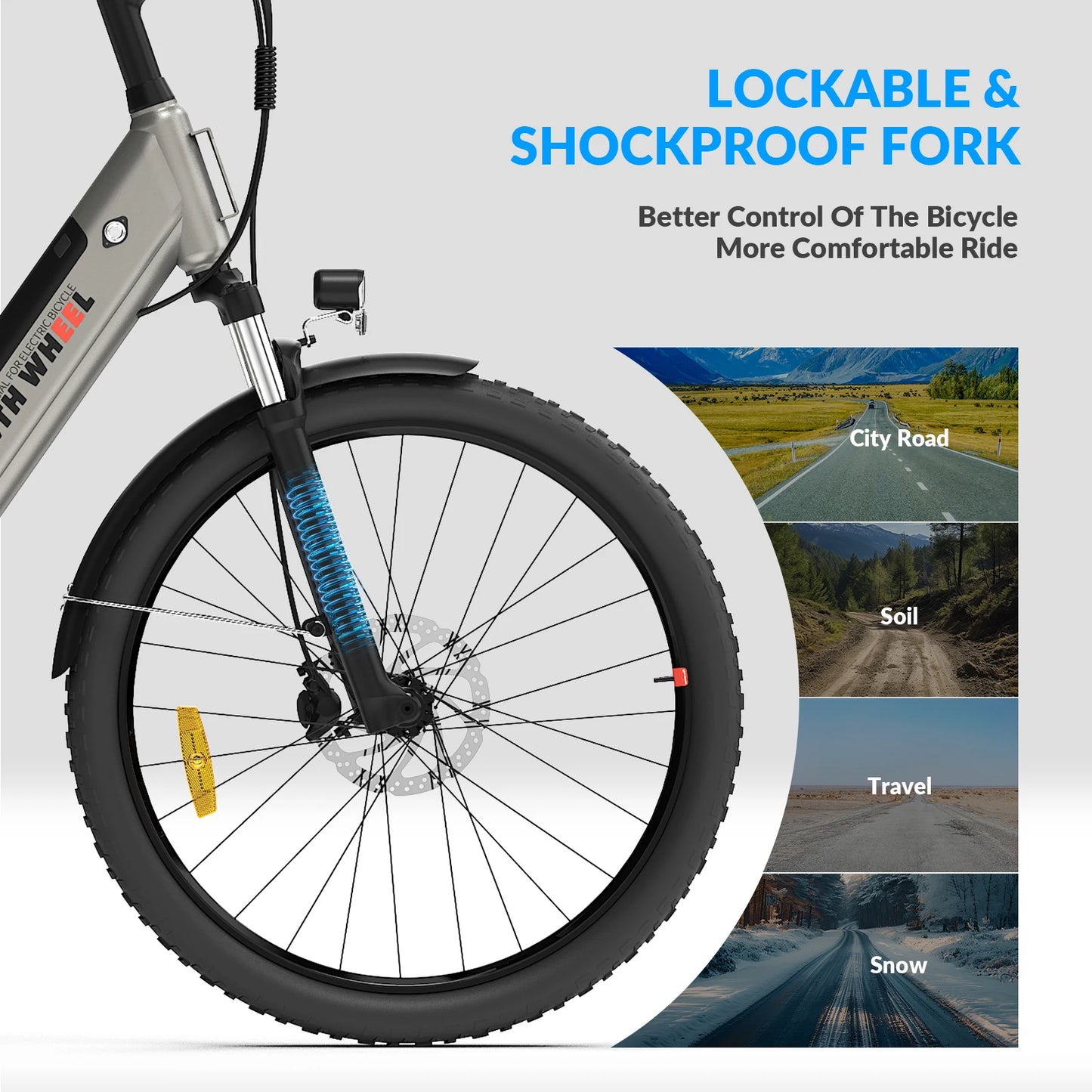5TH WHEEL E-Bike for Adults, 26-Inch E-Bike with 700W Peak Motor, 31-40 Miles Range, 36V 10.4AH