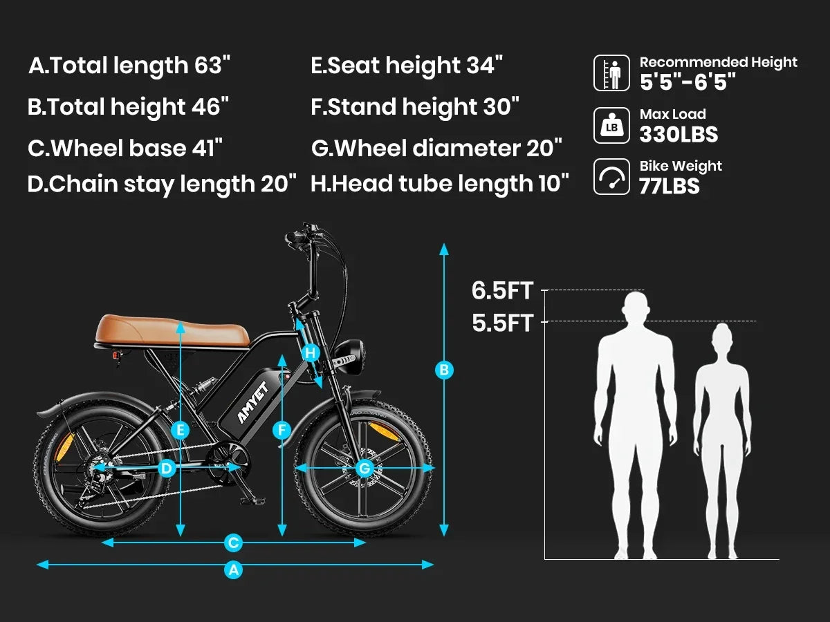 Ebike 2025 G60 Adult 1000W Powerful Motor, 48V 20AH Removable Battery, 20" All-Terrain Tires-