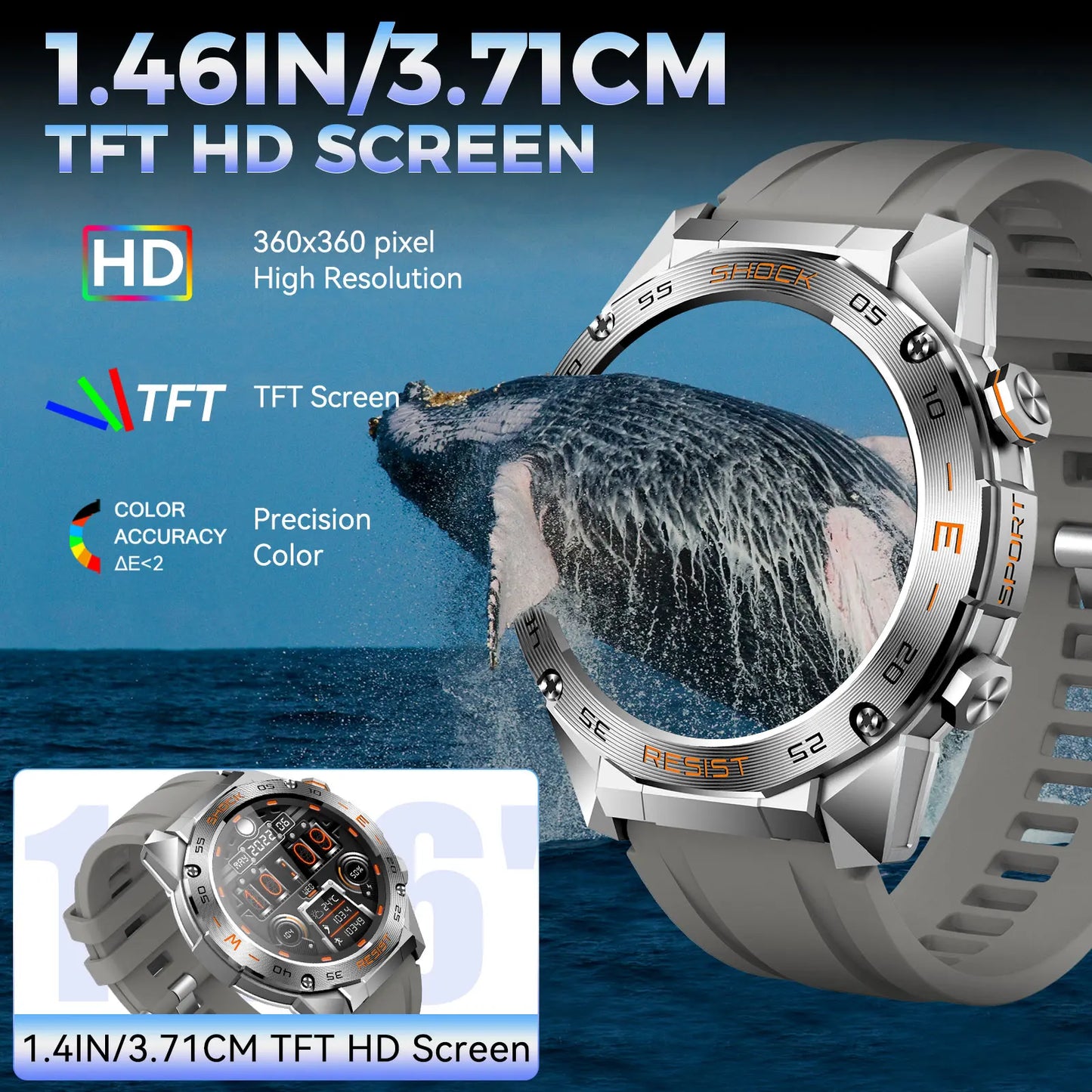 LaNikar Military Smart Watch,Men Fitness Tactical Multiple Sports Modes Heart RateSpO2 Sleep Tracker