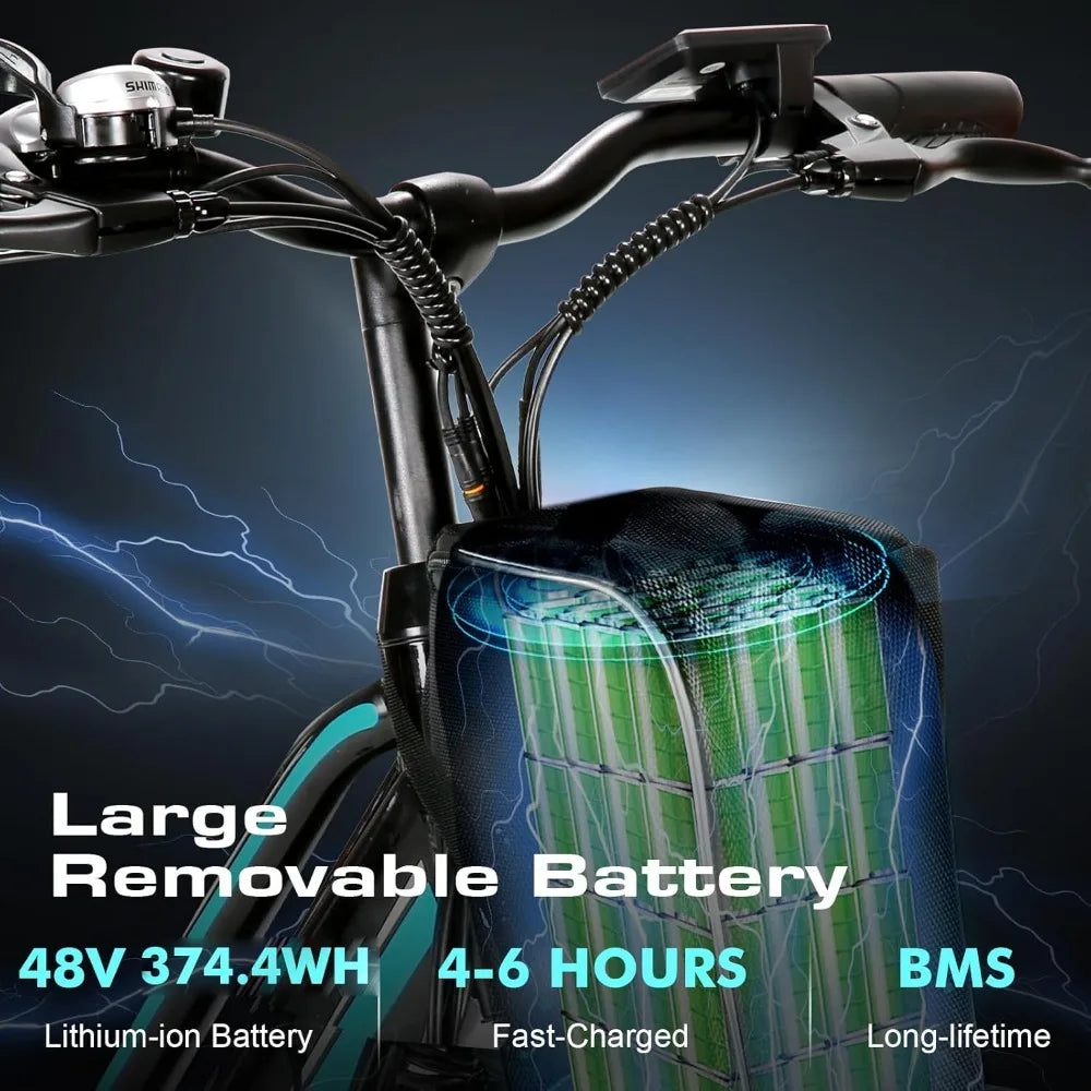 Best - Electric Bike for Adults, 750W Peak Motor, 26" Commuter, 22MPH Cruiser Ebikes with 48V