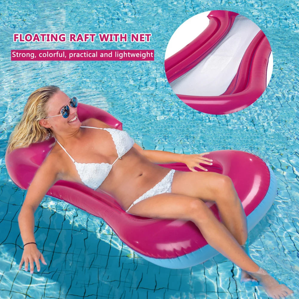 Water Hammock Recliner Inflatable Swimming Mattress Sea Pool Lounge Bed Float Pool Lounge Chair,Pump