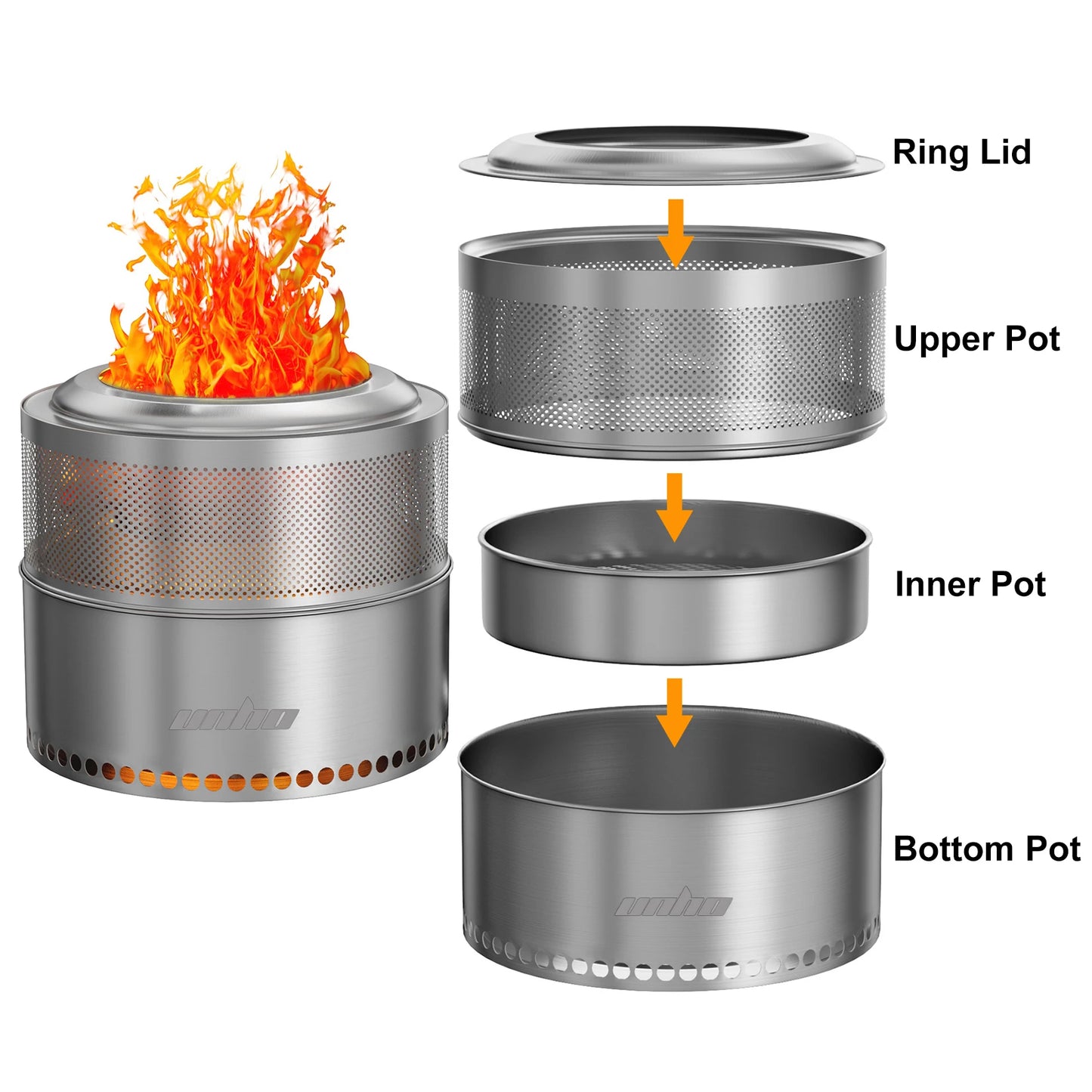 Wood Burning Firepit,Large Stainless Steel Smokeless,Carry Bag,Outdoor Camping Firewood Burner Stove