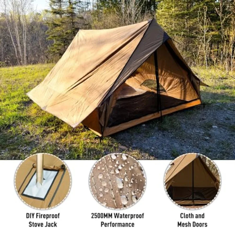 Camping Hot Tent Cabin Tent Chalet 70 Pro Portable, Stove Jack and Two Poles for 2-3 Person Hiking