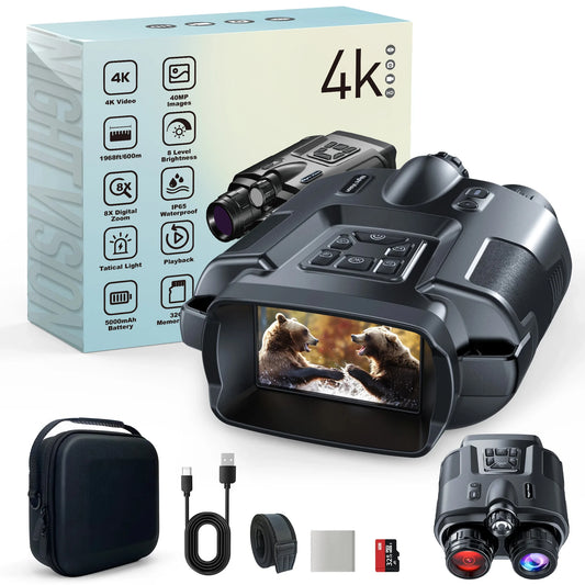 Night Vision Binoculars 4K Infrared 5000mAH Rechargeable 8X Digital Zoom 600 Meters  Hunting