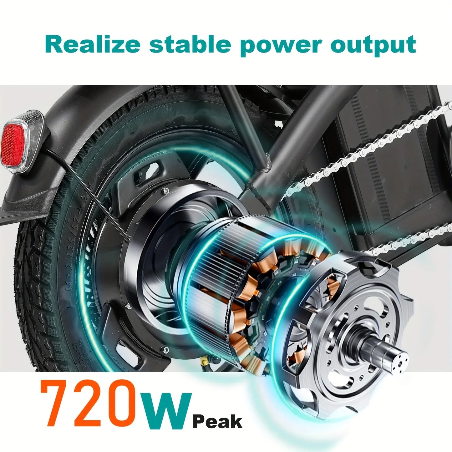 14-inch electric bike, easy to fold,  commuter 500W motor, removable battery, 20-mile max range