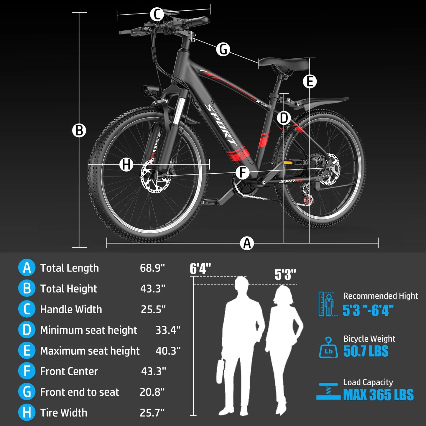 Electric Bike,Adults - 26”Fat Tire, Peak 1000W Motor, 7 Speed ,48V10AH Detachable Battery