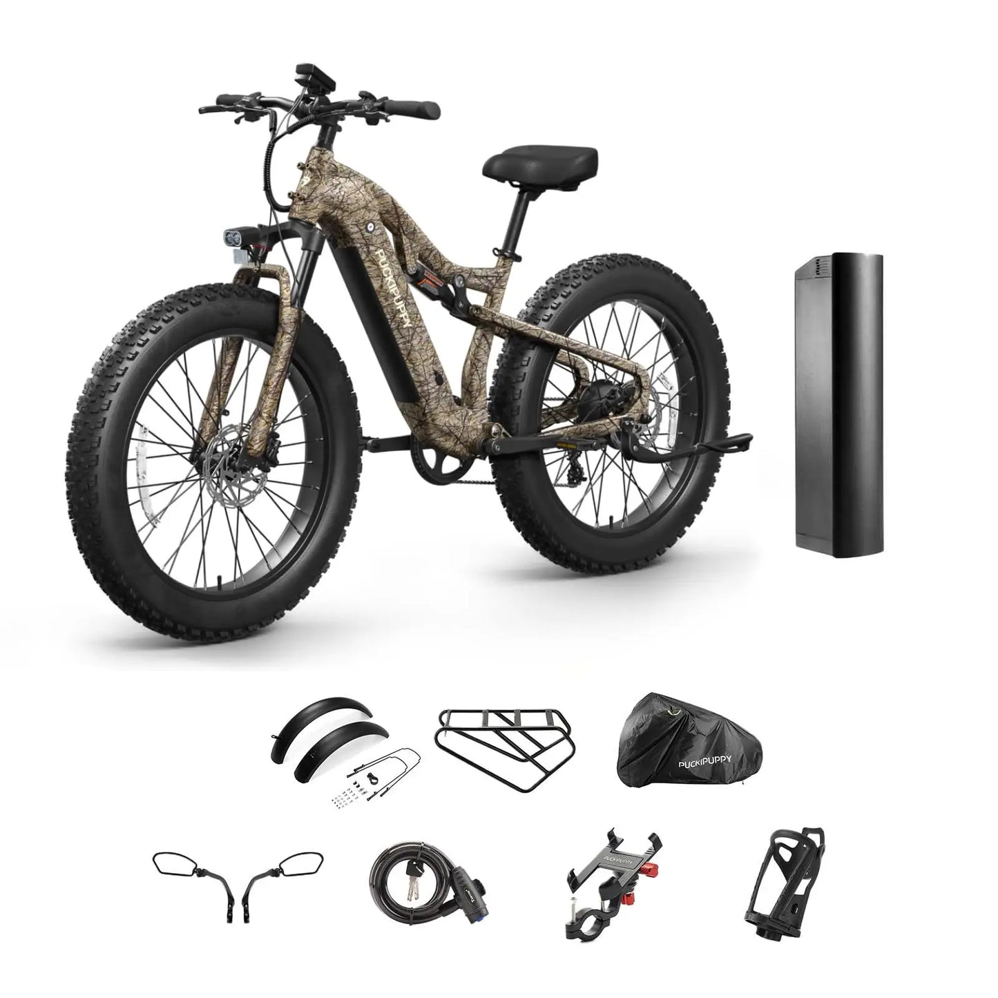 PUCKIPUPPY Lab-pro E-Bike 26" Fat Tire Full Suspension Mountain1350W 48V 20AH Ebike 2-Yr Warranty