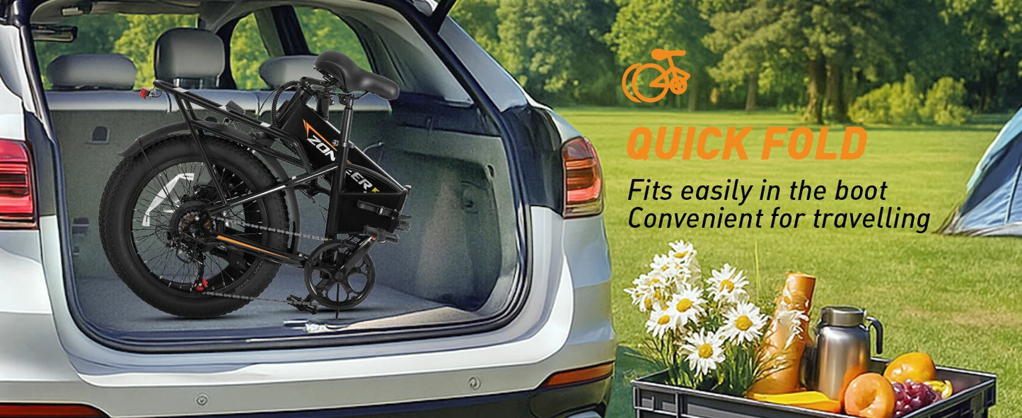 A20 E-Bicycle 1200W Peak Motor 48V10.4AH Lithium Battery Electric Bike 20*3.0 Inch Fat Tire E-bike