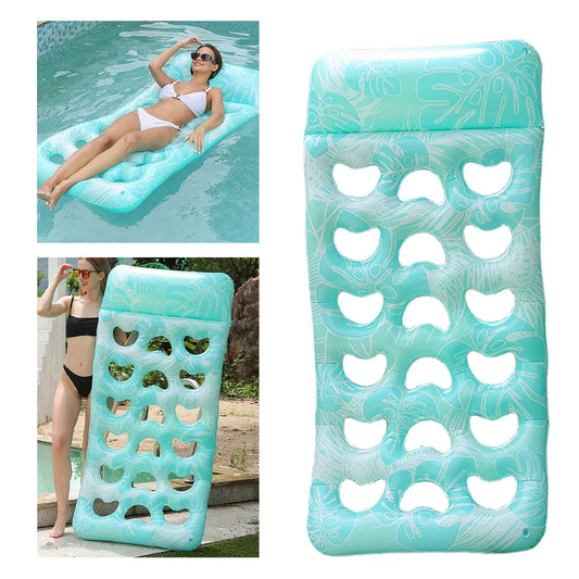 Pool Floats Hammock, Headrest Inflatable Water Sleeping Bed Portable Floating Lounger Air Mattress