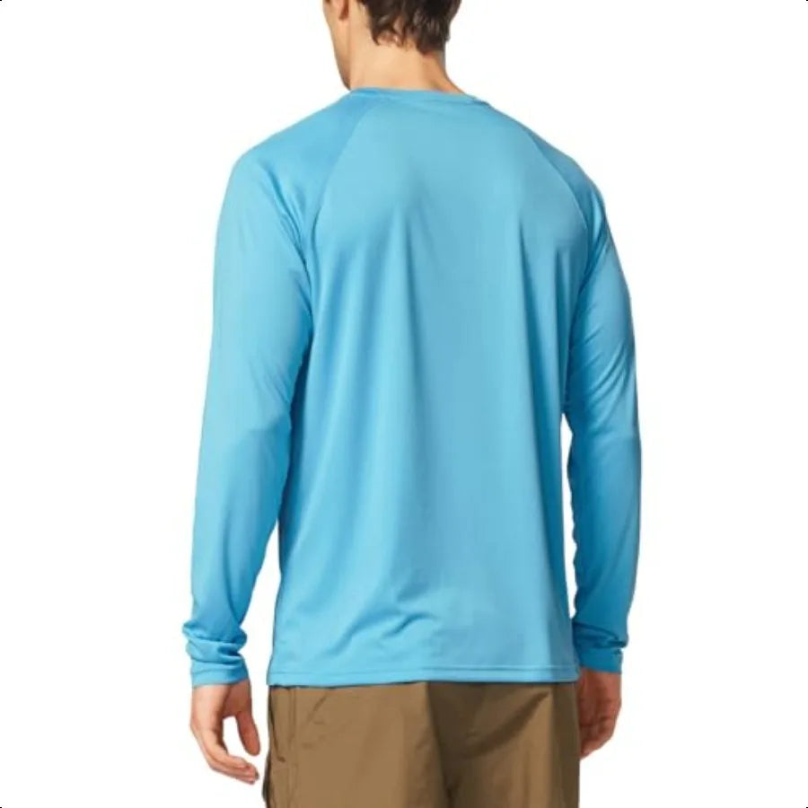 Men's Sun Protection Shirts UV SPF UPF 50+ Long Sleeve Rash Guard Fishing Running Quick Dry Light