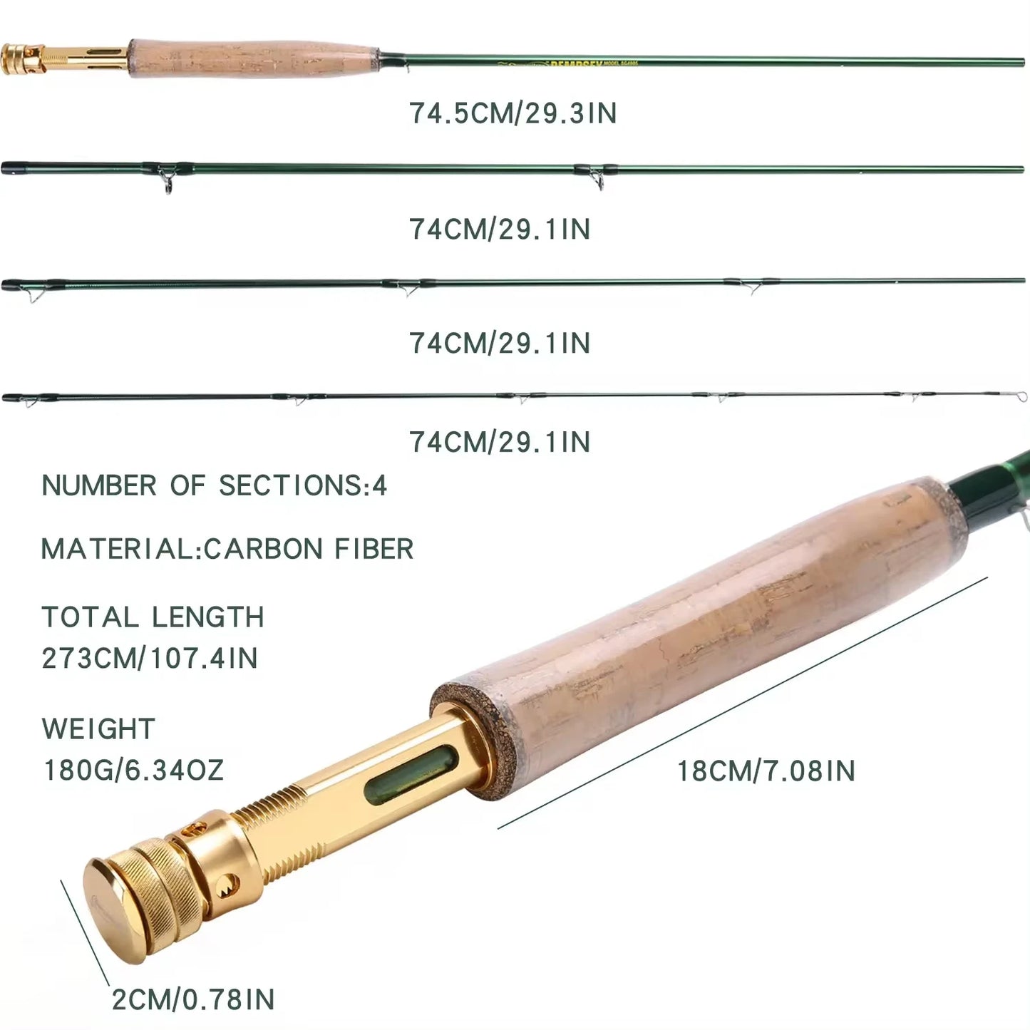 2.7M UltraLight Fly Fishing Rod 9ft 5/6wt 4 Sections Freshwater Trout Salmon Fishing Tackle
