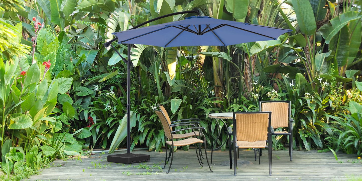 10FT Outdoor Patio Umbrella Hanging Cantilever,Easy Tilt Adjust,UV Protection 8 SturdyRibs yard deck