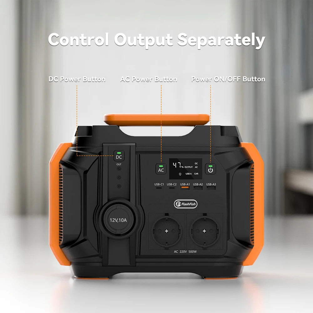 A501 Portable Power Station 540Wh 500W Pure Sine Wave Solar Generator, 100W Solar Panel Complete