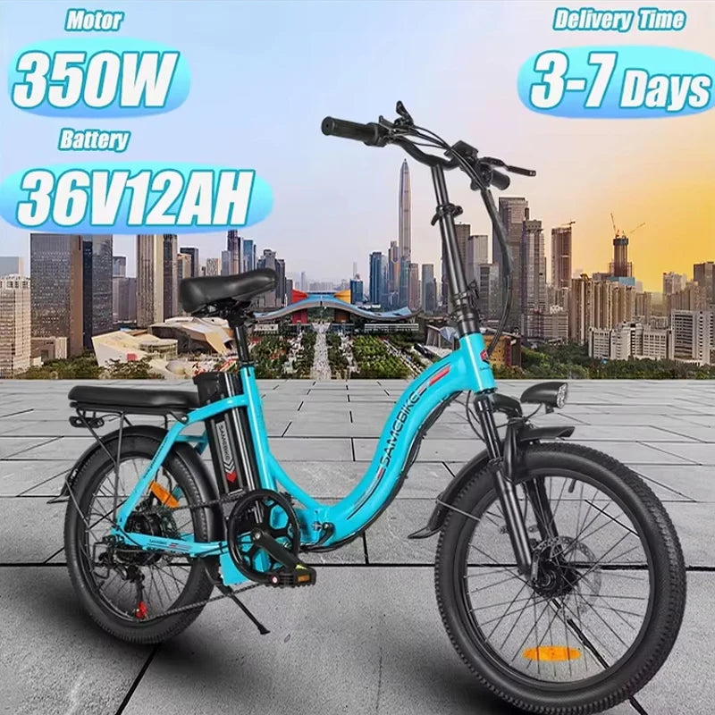 E-bike CY20 350W Motor 36V12AH Removable Battery ,Folding Range 40km 20-inch Tire City Road