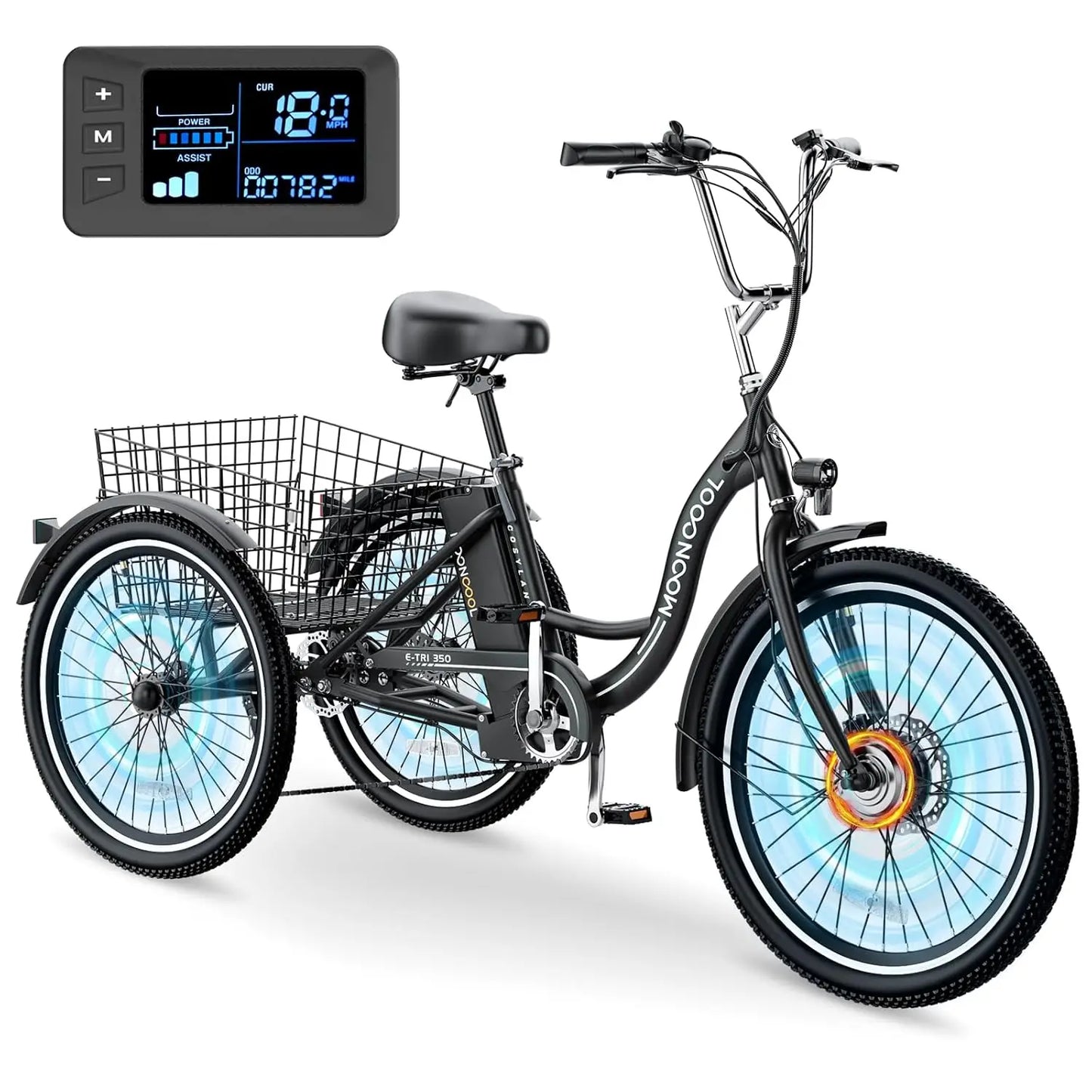 E-Tricycle, Adults, 350W 36V,Motorized Three Wheel , 7 Speeds 3 Wheels, Customized