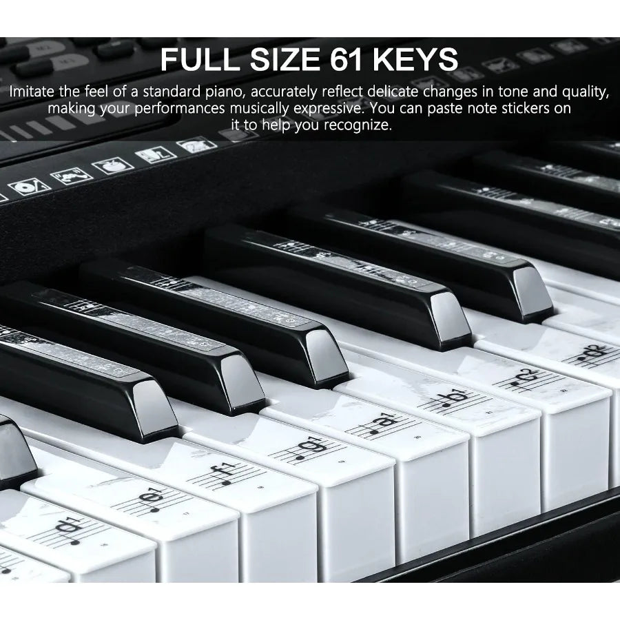 61 Key Portable Electronic Piano Illuminated FullSize Keys LCD Display Headphones XStand Microphone