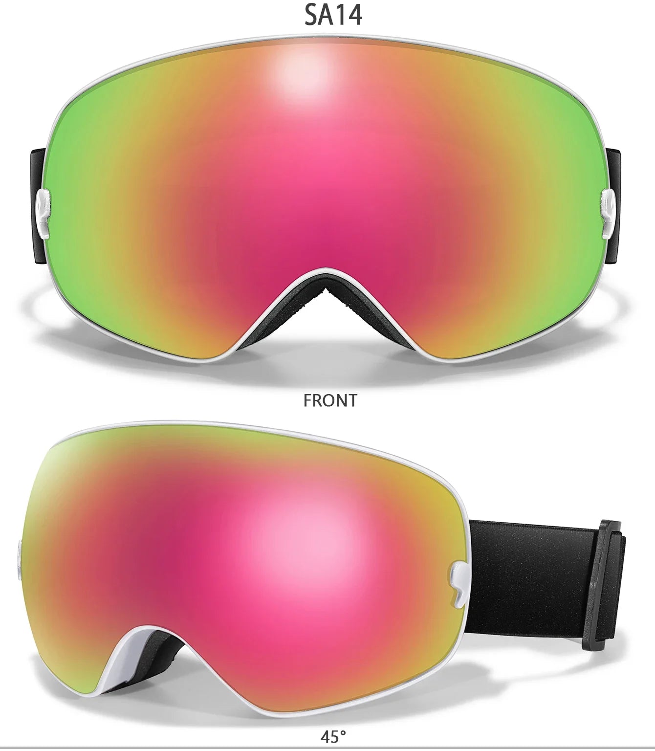 Winter Outdoor SKI Goggles Men/Women Teen, Free Optical Frame/Bag, UV400 Anti-Fog Snowboard Eyewear